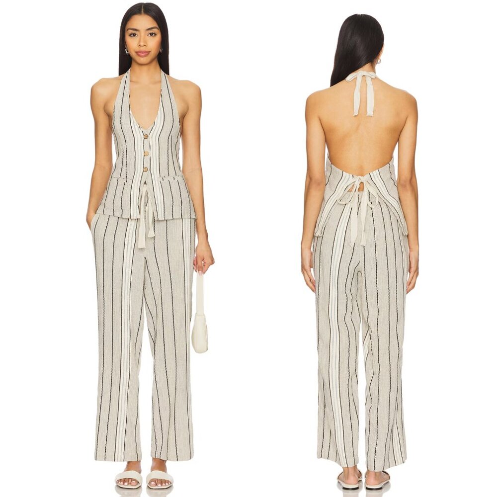NEW Free People x free-est Take Me To Paris Striped Pants In Rocky Stripe